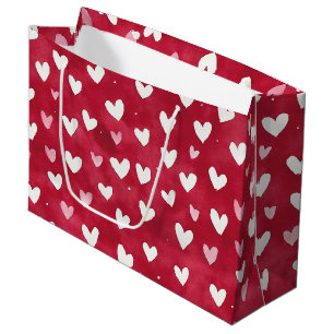 Sacola Para Presentes Grande Red Hearts XOXO Love Romance