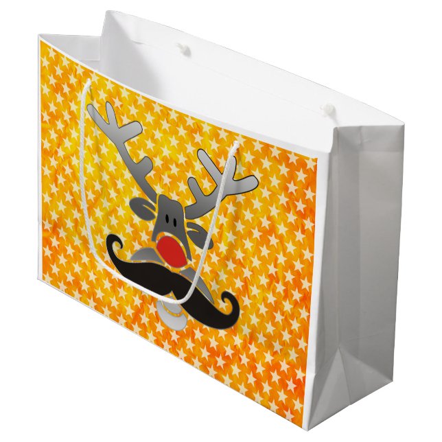 Sacola Para Presentes Grande Red Nosed com bigode + sua ideia (Frente inclinada)