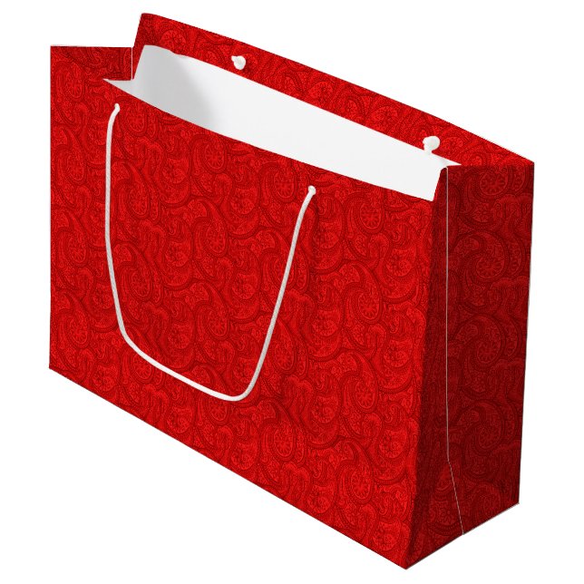 Sacola Para Presentes Grande Red Paisley (Frente inclinada)
