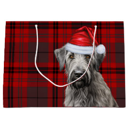 Sacola Para Presentes Grande Red Plaid Irish Wolfhound Dog Lover Holiday
