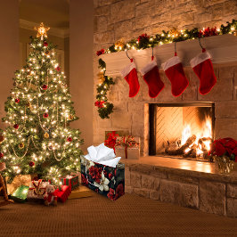 Sacola Para Presentes Grande Red Poinsettia Natal