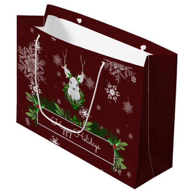 Sacola Para Presentes Grande Red Reindeer Gift Bag (Frente inclinada)