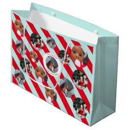 Sacola Para Presentes Grande Red Stripe Personalizado Fab Natal Três Foto