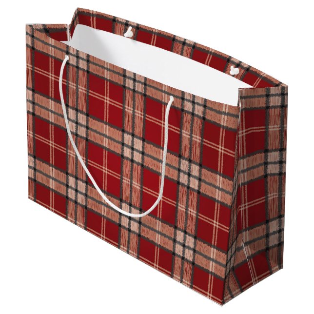 Sacola Para Presentes Grande Red Tartan (Verso inclinado)