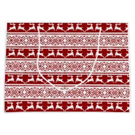 Sacola Para Presentes Grande Reindeado Escandinavo de Natal Nórdico