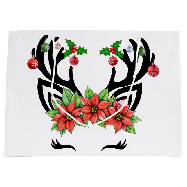Sacola Para Presentes Grande Reindeer de Natal (Frente)