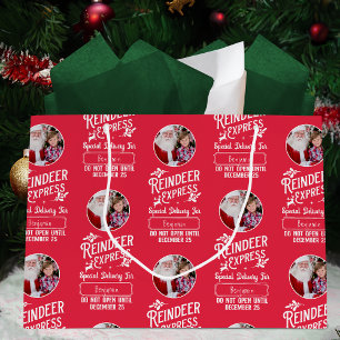 Sacola Para Presentes Grande Reindeer Express de Papais noeis com Photo Christm