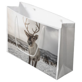 Sacola Para Presentes Grande Reindeer Nature Photo