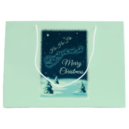 Sacola Para Presentes Grande Reindeers Puxando Papai Noel Natal