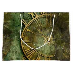 Sacola Para Presentes Grande Relógio Emerald Green Rustic Steampunk (12)
