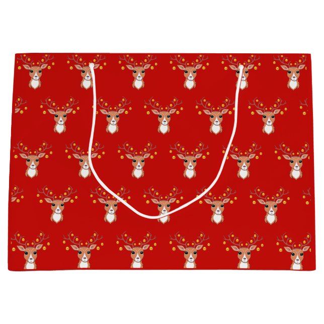 Sacola Para Presentes Grande Renos de Natal (Frente)