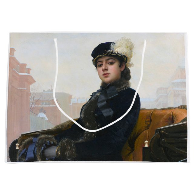 Sacola Para Presentes Grande Retrato de uma Mulher Desconhecida, Ivan Kramskoi (Frente)