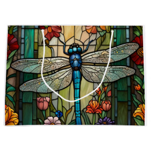 Sacola Para Presentes Grande Retro art nouveau dragonfly boho chic