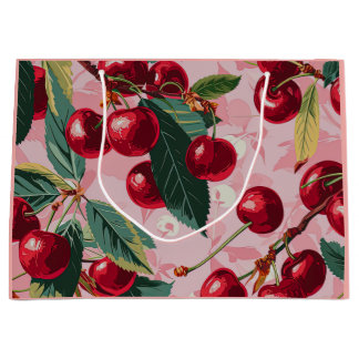 Sacola Para Presentes Grande Retro Cherry Pop Rosa