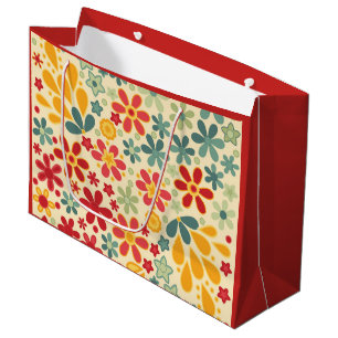 Sacola Para Presentes Grande Retro. Motivos florais
