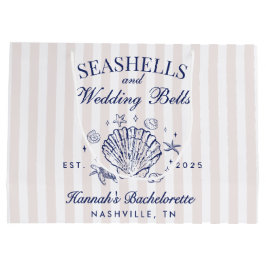 Sacola Para Presentes Grande Retro Rosa Conchas Marinhas & Sininhos de Casament