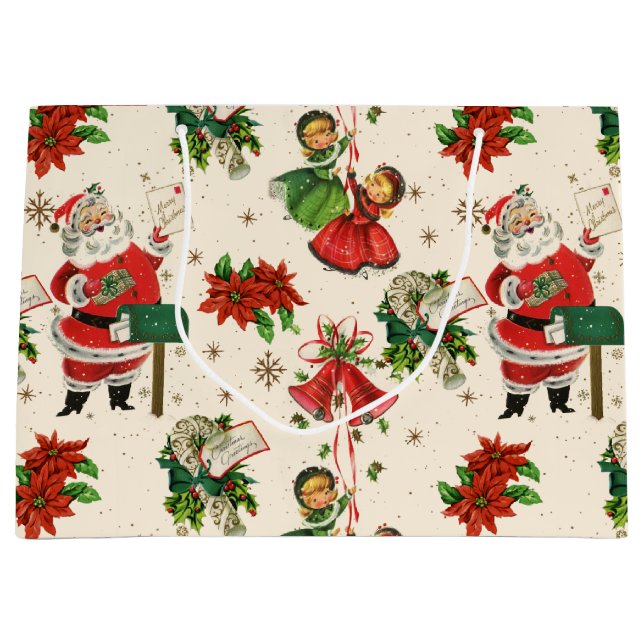 Sacola Para Presentes Grande Retro Treasures Natal  (Frente)