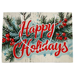 Sacola Para Presentes Grande Retro Vintage Christmas: Mid Century Yuletide 2