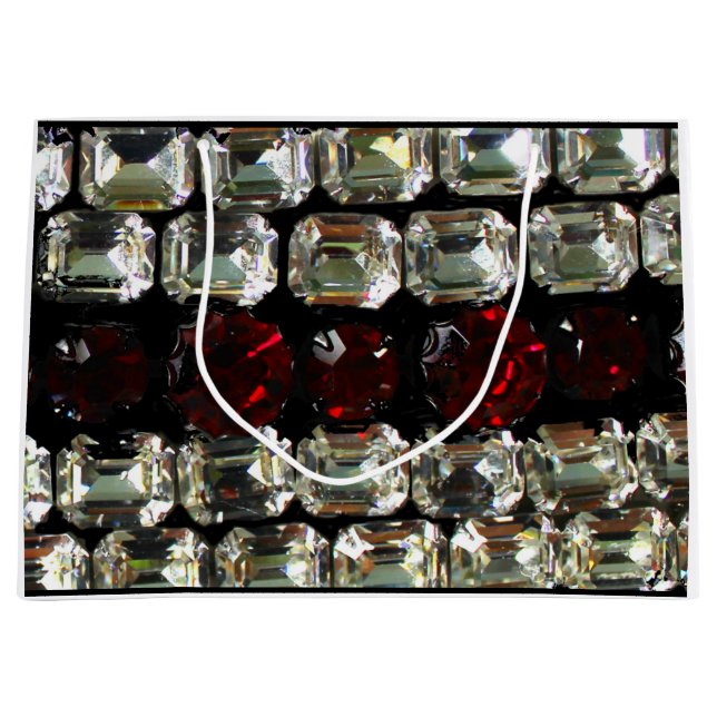 Sacola Para Presentes Grande Rhinestone, diamantes, joias, gemstone, rubis (Frente)