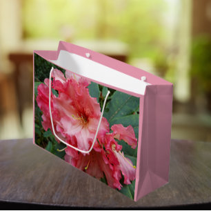 Sacola Para Presentes Grande Rhododendron Bloom Rosa Floral