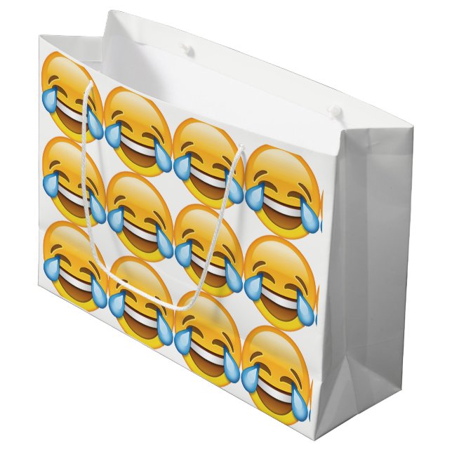 Sacola Para Presentes Grande Rindo de Lágrimas de Choro de Joy emoji (Frente inclinada)