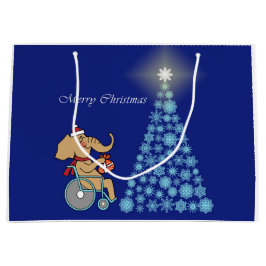 Sacola Para Presentes Grande Rollstuhl-Elefant mit Weihnachtsmannmütze