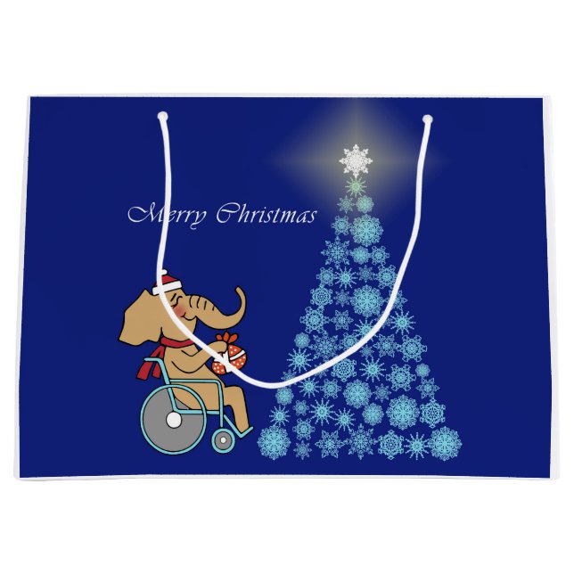 Sacola Para Presentes Grande Rollstuhl-Elefant mit Weihnachtsmannmütze (Frente)