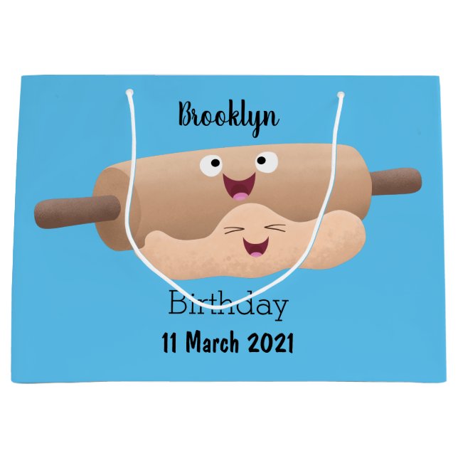 Sacola Para Presentes Grande Rolo de massa fofo e desenho animado de assar mass (Frente)