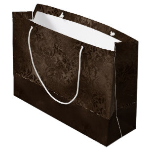 Sacola Para Presentes Grande Romance em Bronze à meia-noite Satinge Damask