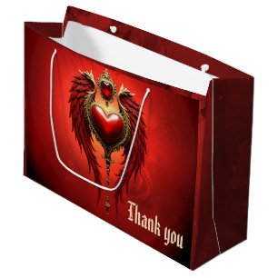 Sacola Para Presentes Grande Romance venenoso com coração e asas.