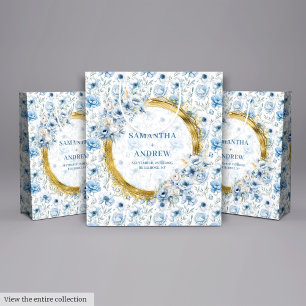 Sacola Para Presentes Grande Romântico Boho Pastel Azul Dourado Casamento Bag