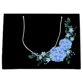 Sacola Para Presentes Grande Romântico Flor azul vintage elegante