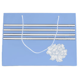 Sacola Para Presentes Grande Romântico Flor azul vintage elegante
