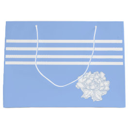 Sacola Para Presentes Grande Romântico Flor de azul elegante vintage