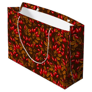 Sacola Para Presentes Grande Rosa, castanho e vermelho