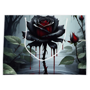 Sacola Para Presentes Grande Rosa de preto estranho
