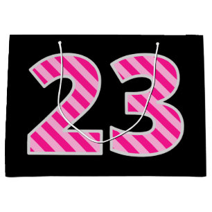 Sacola Para Presentes Grande Rosa Divertido - Riscado "23"; Feliz 23.º Aniversá
