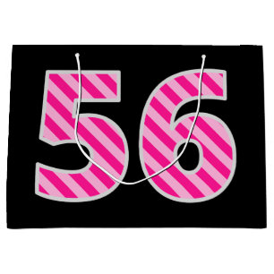Sacola Para Presentes Grande Rosa Divertido Riscado "56"; Feliz 56.º Aniversári