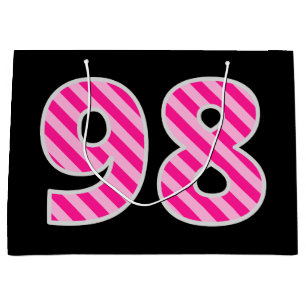 Sacola Para Presentes Grande Rosa Divertido Riscado "98"; Feliz 98.o Aniversári