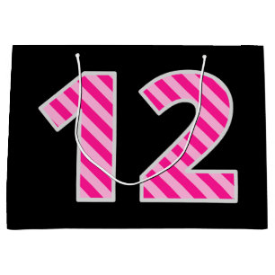 Sacola Para Presentes Grande Rosa do divertimento listrado "12"; 12o