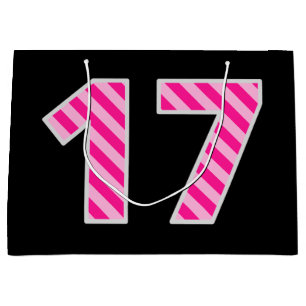 Sacola Para Presentes Grande Rosa do divertimento listrado "17"; 17o
