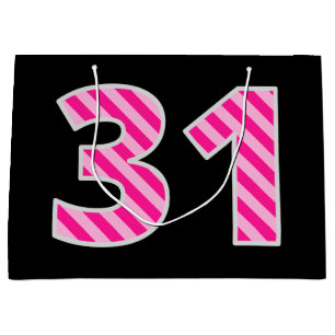 Sacola Para Presentes Grande Rosa do divertimento listrado "31"; 3ø aniversár