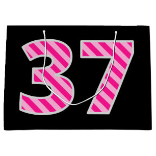 Sacola Para Presentes Grande Rosa do divertimento listrado "37"; 37th