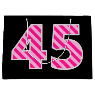 Sacola Para Presentes Grande Rosa do divertimento listrado "45"; 45th