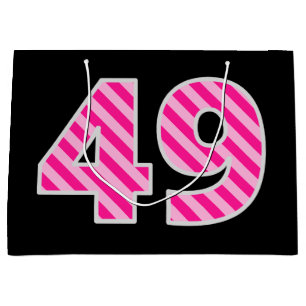 Sacola Para Presentes Grande Rosa do divertimento listrado "49"; 49th