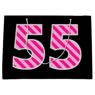 Sacola Para Presentes Grande Rosa do divertimento listrado "55"; 55th