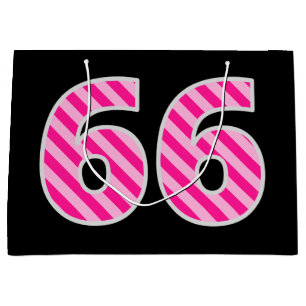 Sacola Para Presentes Grande Rosa do divertimento listrado "66"; 66th