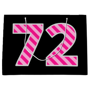 Sacola Para Presentes Grande Rosa do divertimento listrado "72"; 72nd