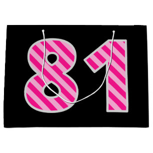 Sacola Para Presentes Grande Rosa do divertimento listrado "81"; 81st