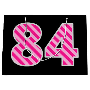 Sacola Para Presentes Grande Rosa do divertimento listrado "84"; 84th